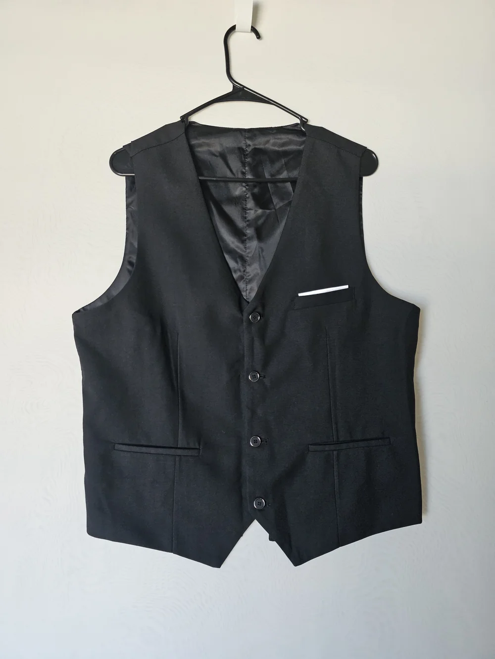 Men's Black Classic Formal Suit Vest - Size L - Adjustable Back Strap